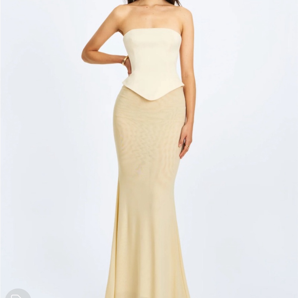 Adelina Butter Yellow Peplum Mermaid Gown - SOLD OUT